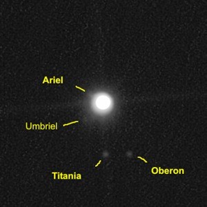 Uranus and its four brightest moons